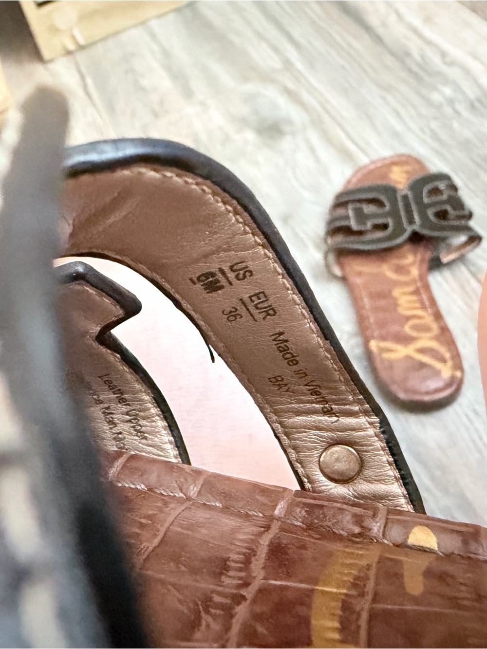 Sam Edelman Bay Slide Sandals Black Leather Size 6 / EU 36 - Picture 6 of 7